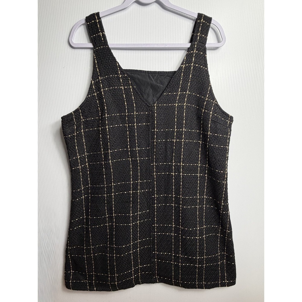 Womens XL Dress Dark Academia Plaid Tweed Pinafore Jumper Vintage Style Retro